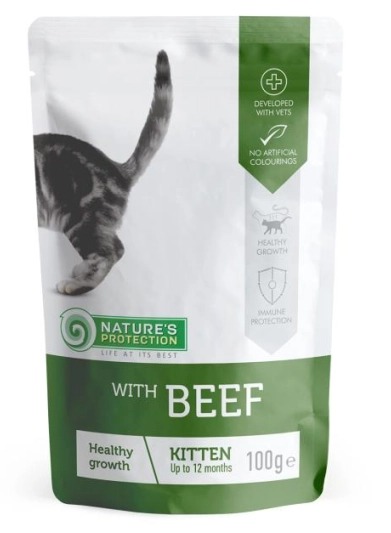 NATURE'S PROTECTION 健康成長保護濕包(牛肉味) 幼貓專用 100g