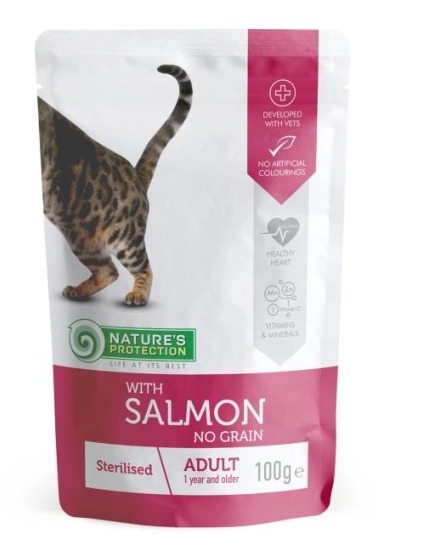 NATURE'S PROTECTION 絕育及保護健康濕包(三文魚味) 成貓專用 100g