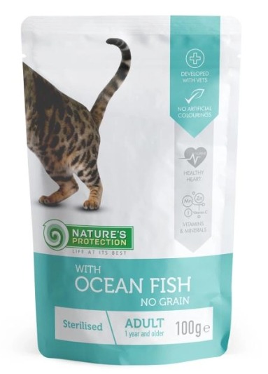 NATURE'S PROTECTION 絕育配方 (海洋魚味) 絕育成貓專用濕包 貓糧100g