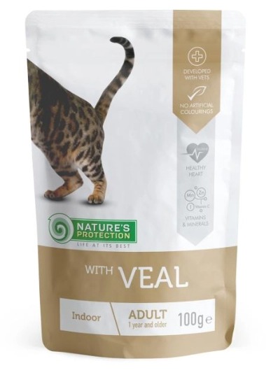NATURE'S PROTECTION Indoor cat (Veal flavour) Cat pouch for Indoor Adult cat 100g