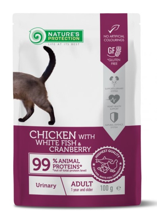 Nature's Protection 泌尿配方(雞肉, 白魚及蔓越莓味) 成貓濕包 貓糧 100g