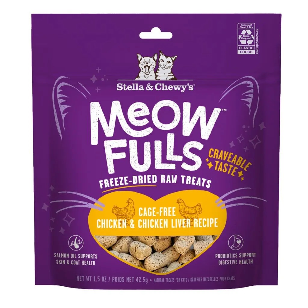 Stella & Chewy’s Meowfulls Chicken & Chicken Liver Recipe Cat Treats 1.5oz