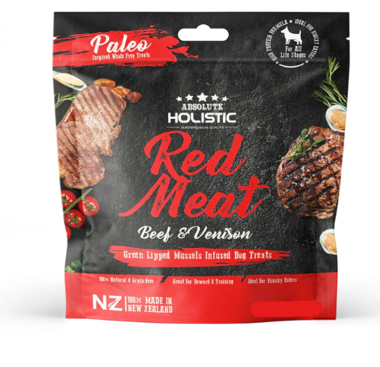 Absolute Holistic 低溫風乾紅肉系列(草飼牛+鹿肉) 狗小食200g 