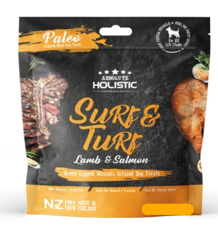 Absolute Holistic Air Dried Surf & Turf (Lamb & Salmon) Dog Treats 200g