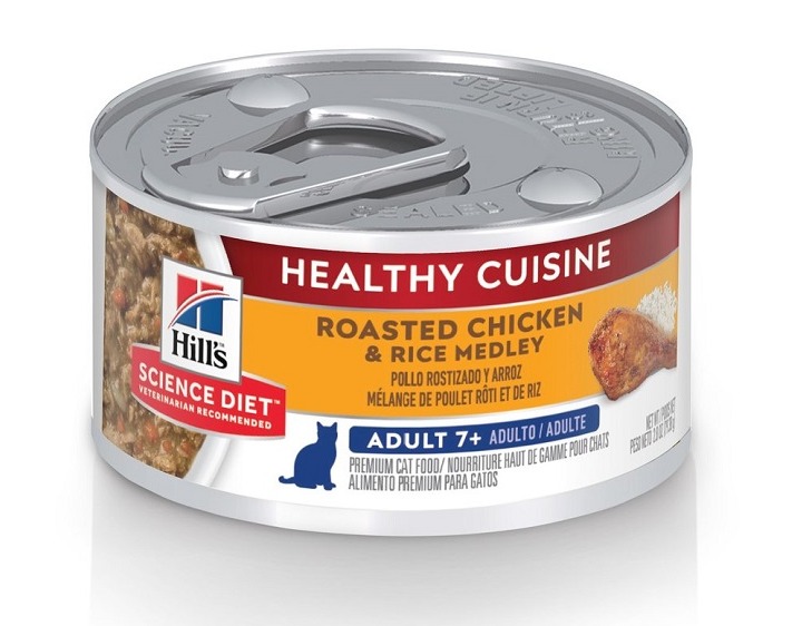 HILL'S Science Diet Feline Adult 7+ Healthy Cuisine Roasted Chicken & Rice Medley Stew Can Cat Food 2.8oz