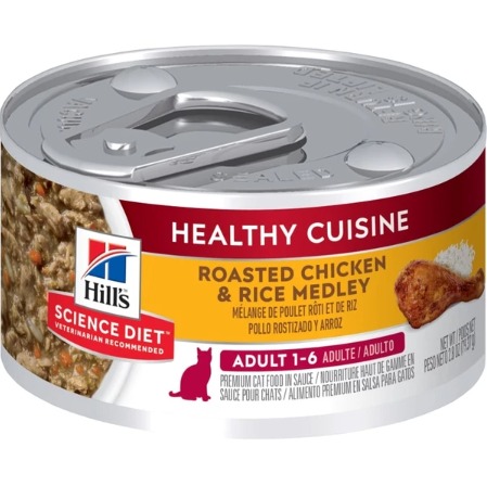 HILL'S Science Diet Feline Adult Healthy Cuisine Roasted Chicken & Rice Medley Stew Can Cat Food 2.8oz