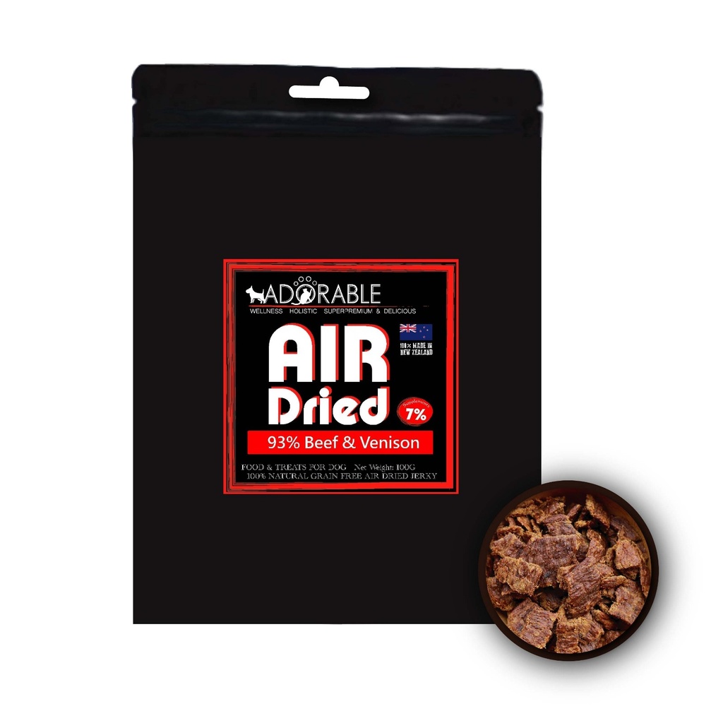 Adorable Air-Dried 93% Beef & Venison Recipe Dog Food & Treats 100g #5045