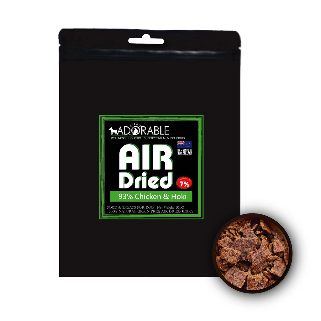 Adorable Air-Dried 93% Chicken & Hoki Recipe Dog Food & Treats 100g #5056