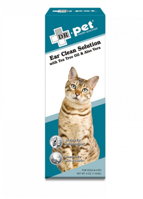 Dr. Pet Ear Clean Solution with Tea Tree Oil & Aloe Vera for Cats & Dogs 118ml