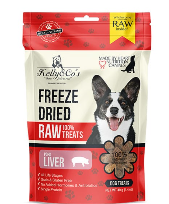 Kelly & Co's Freeze Dried Raw Treat Pork Liver for Dogs 40g 