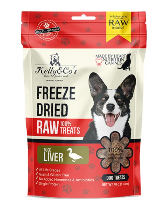 Kelly & Co's Freeze Dried Raw Treat Duck Liver for Dogs 40g 