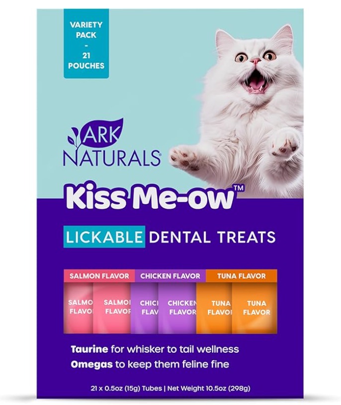 Ark Naturals Kiss Me-ow 護齒舔舔肉泥(三文魚, 雞, 吞拿魚味) 貓小食 21x15g 