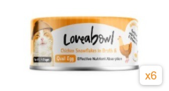 Loveabowl Grain-Free Chicken Snowflakes in Broth & Quail Egg Recipe Cat Can 70gX6