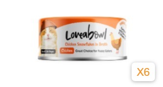 Loveabowl Grain-Free Chicken Snowflakes in Broth & Chicken Recipe Cat Can 70gx6