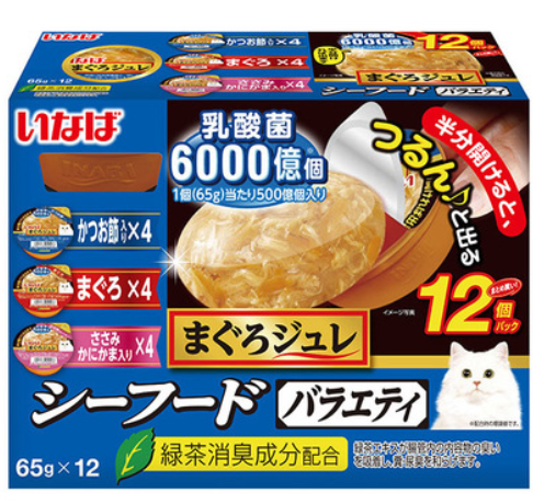 Inaba Tuna with Probiotic (Seafood Mix in Jelly) Canned Cat Food 65g x12 #IMC-204