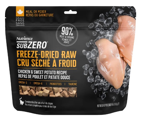 Nutrience SubZero 全天然凍乾 鮮雞肉和甘薯 全貓糧 113g #C2586