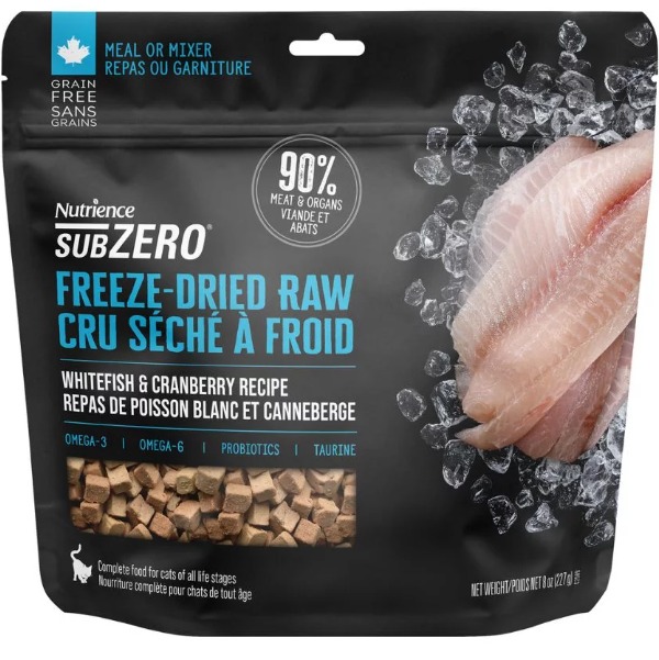 Nutrience SubZero Freeze Dried Whitefish & Cranberry Whole Cat Food 227g #C2589