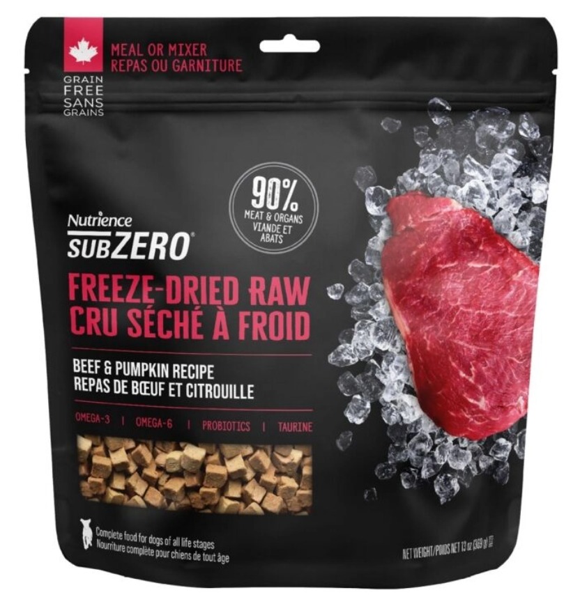 Nutrience SubZero 全天然凍乾 牛肉和南瓜 全犬狗糧 369g #D6229