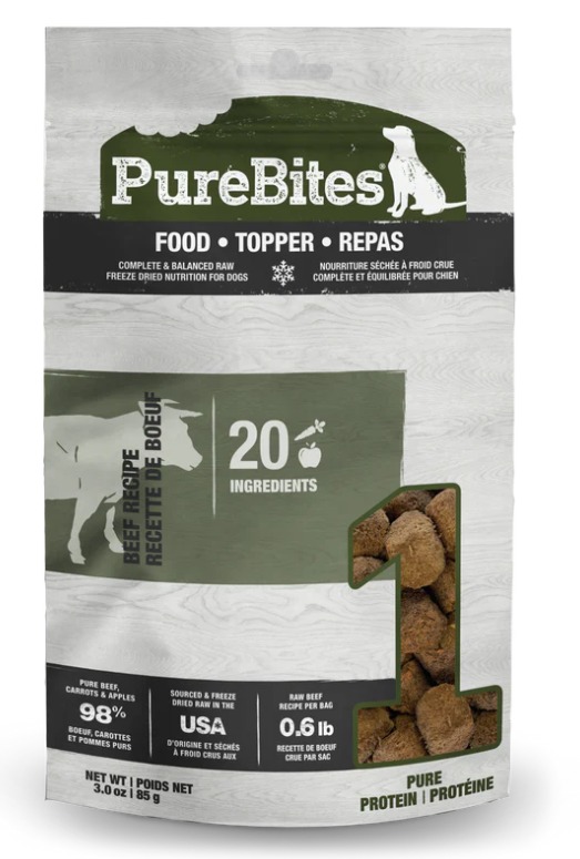 PureBites Freeze Dried Beef Recipe Dog Food 85g