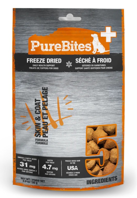 PureBites Skin & Coat Functional Freeze Dried Dog Treats 85g