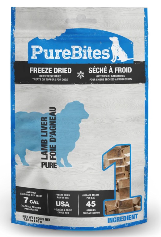 PureBites Freeze Dried Lamb Liver Dog Treats 45g