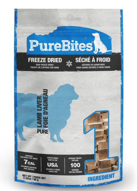 PureBites Freeze Dried Lamb Liver Dog Treats 95g