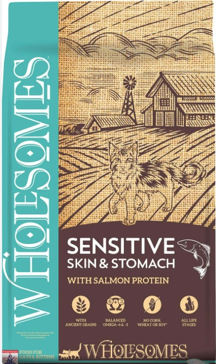 Wholesomes Sensitive Skin & Stomach with Salmon Protein Dry Cat Food 10lb