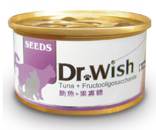 SEEDS Dr. Wish Hairball Control (Tuna & Fructooligosaccharide) Complementary Canned Cat Food 85g