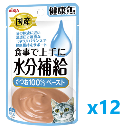 AIXIA 愛喜雅 日本製 水份補充健康罐 鰹魚醬濕包 貓糧40gx12 #KZJ-7