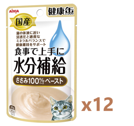 AIXIA 愛喜雅 日本製 水份補充健康罐 雞肉醬濕包 貓糧40gx12 #KZJ-8