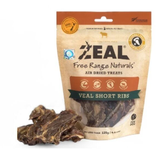 Zeal Free Range Naturals Air Dried Veal Short Ribs Dog Treats 125g