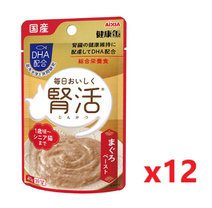AIXIA 愛喜雅 日本製 腎活健康罐 吞拿魚醬主食濕包 貓糧40gx12 #KJ-1 