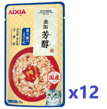 AIXIA Golden Can Series Tuna+Bonito Flavor Pouch Cat Food 60gx12 #GHP-4