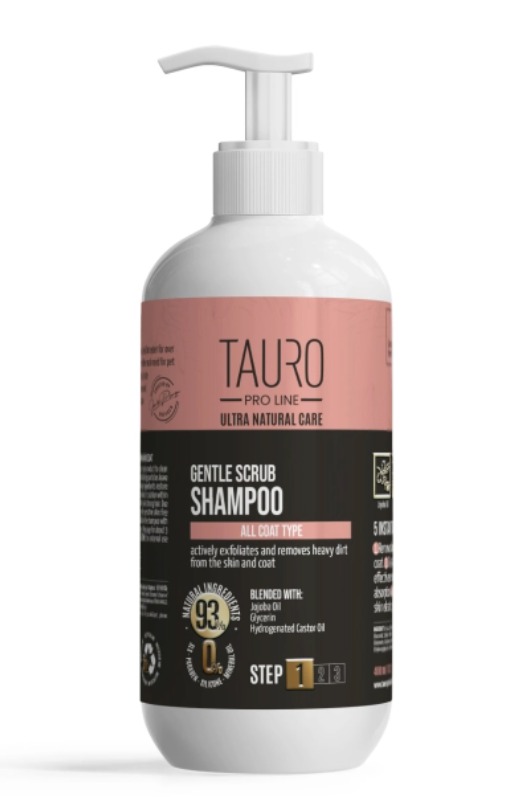 TAURO PRO LINE Ultra Natural Care Gentle Scrub Shampoo For Dogs and Cats 1L (Step1)