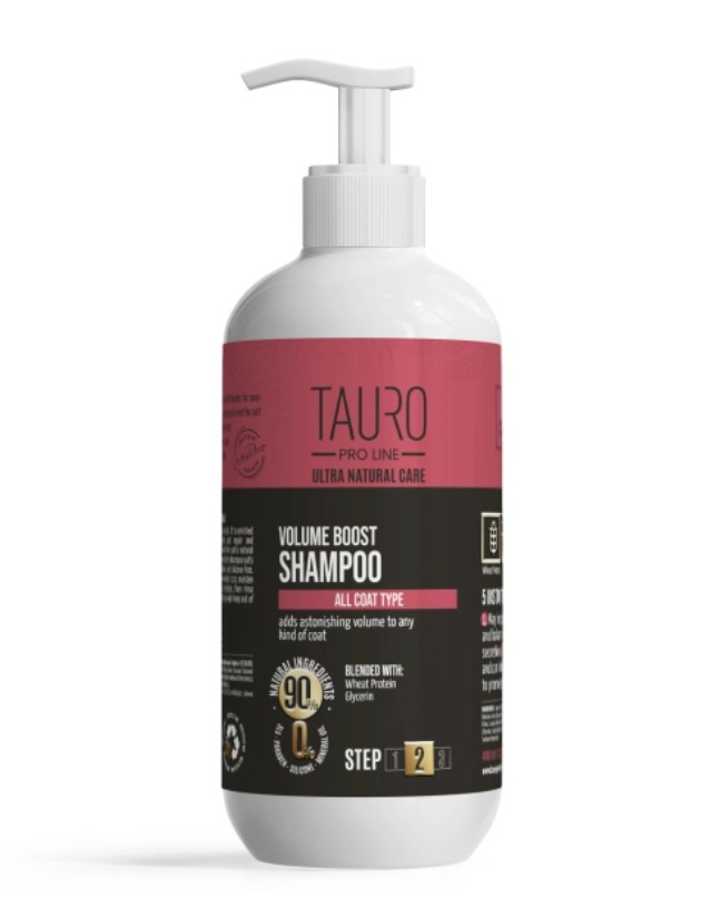 TAURO PRO LINE Ultra Natural Care Volume Boost Shampoo for Dogs and Cats 1L (Step 2)