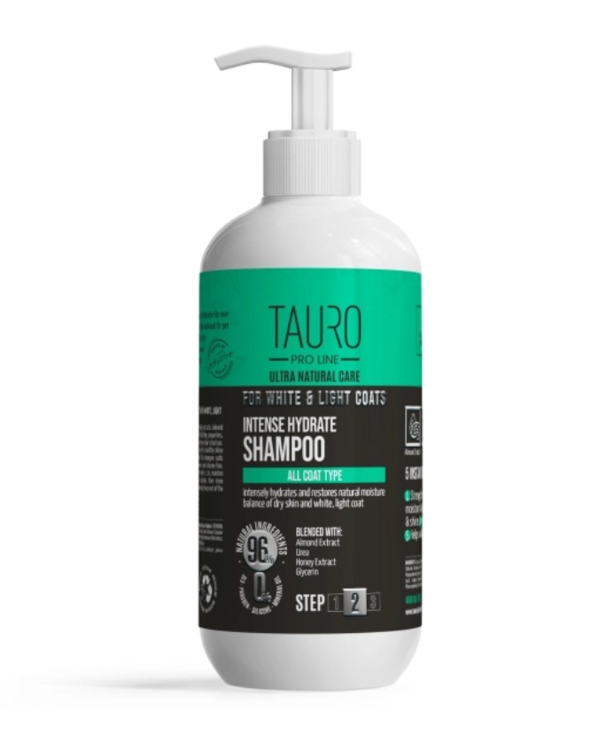 TAURO PRO LINE Ultra Natural Care Intense Hydrate Shampoo with White and Light Coat for Dogs and Cats 1L (Step2)