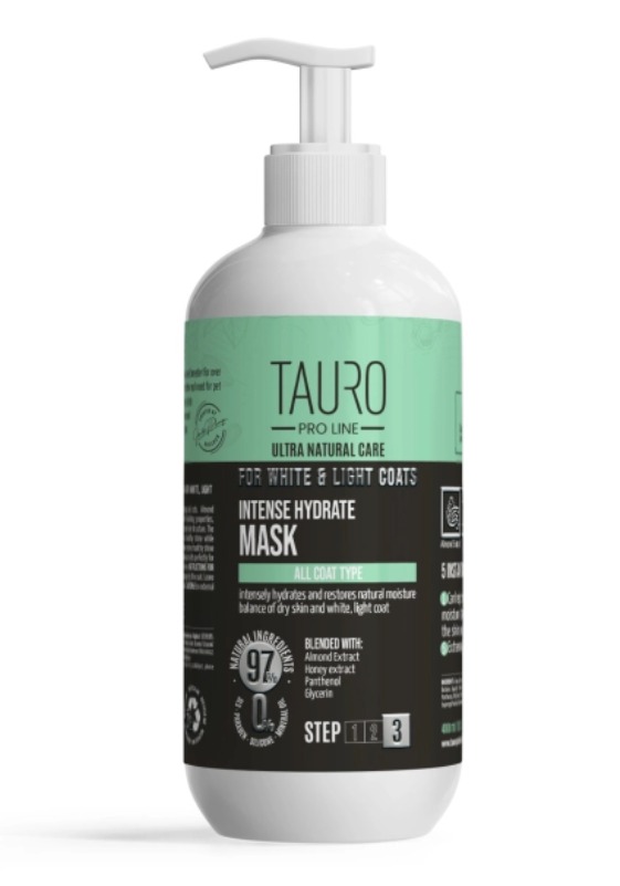 TAURO PRO LINE Ultra Natural Care Intense Hydrate Mask with White and Light Coat for Dogs and Cats 1L (Step3)