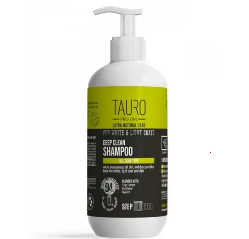 TAURO PRO LINE Ultra Natural Care Deep Clean Shampoo (For Light and White coats) For Cat and Dog 1L (Step 1)