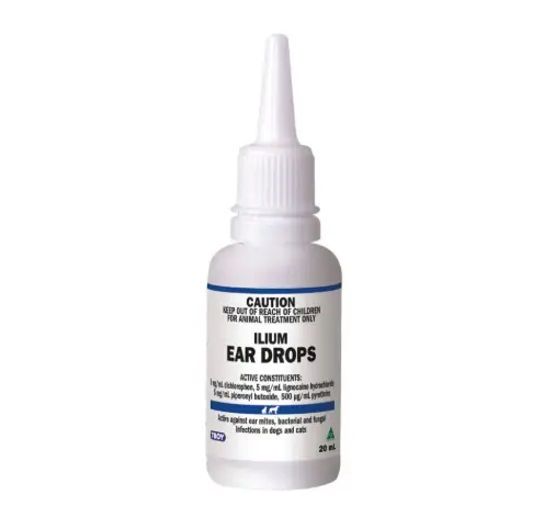 Troy Ilium Ear Drops For Mites and Infections in Cats and Dogs 20ml