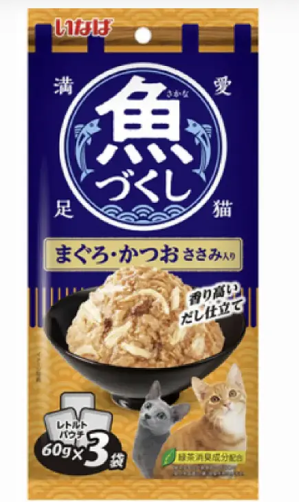 Inaba Fish Pouch (Tuna, Bonito and Chicken) Cat Pouch Cat Food 60g x3  #TCR-173