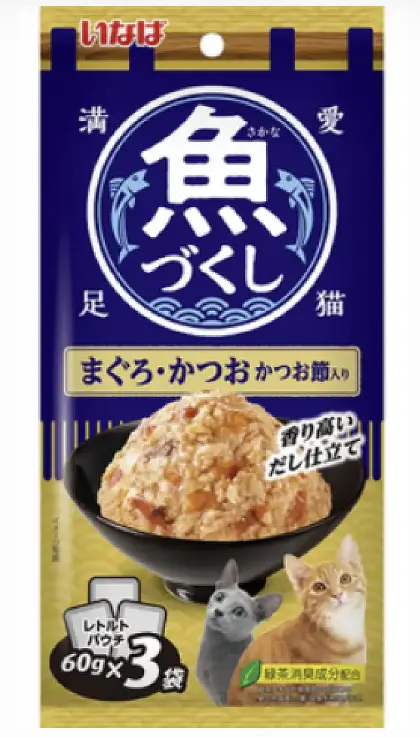 Inaba Fish Pouch (Tuna and Bonito Flakes Flavor) Cat Pouch Cat Food 60g x3 #TCR-174