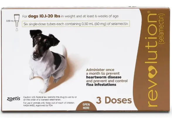 Revolution Flea and Worm Prevention For Small Breed Dogs  (10.1lb - 20lb) #Brown