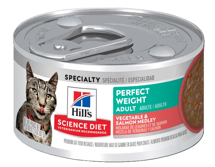 Hill's 希爾思 Science Diet 成貓 (1-6) 完美體重 蔬菜三文魚主食 貓罐頭 貓濕糧 貓糧 2.9oz