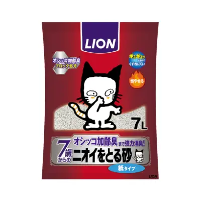 LION 日本獅王 特強除臭紙砂 (老貓用貓砂) 貓砂 7L