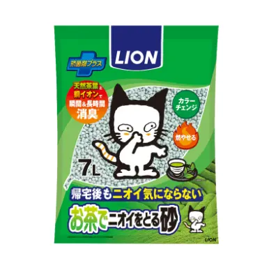 Lion Japan 日本獅王除臭變色綠茶紙礦物砂 (綠茶香) (貓用貓砂) 7L