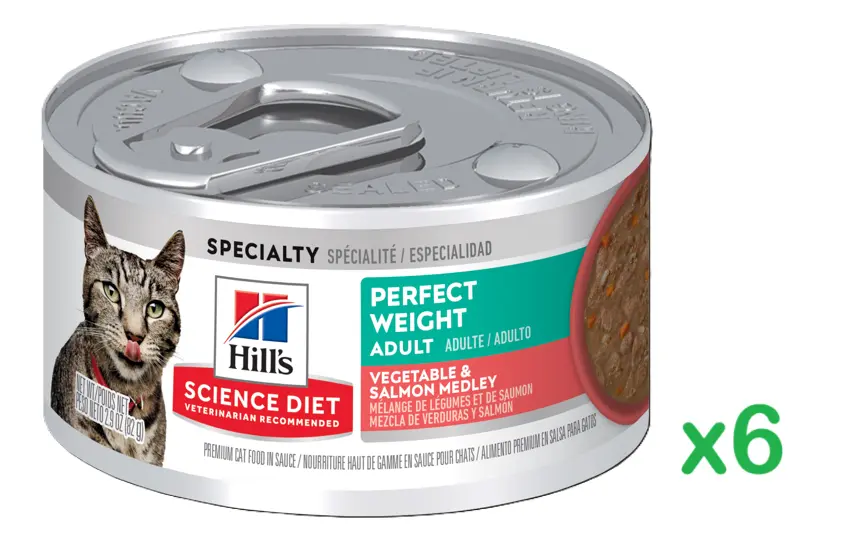 Hill's Science Diet Adult 1-6 Perfect Weight Vegetable & Salmon Medley Cat Food 2.9oz x6