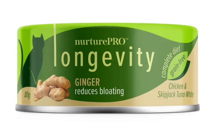 Nature Pro Longevity Grain-Free Reduces Bloating (Chicken & Skipjack Tuna White Meat with Ginger) Canned Cat Food 80g