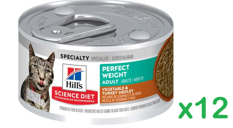 Hill's 希爾思 Science Diet 成貓 完美體重 蔬菜火雞肉 主食罐 貓罐頭 貓糧 2.9oz x 12罐