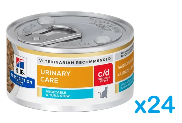 Hill's Prescription Diet c/d Multicare Stress Vegetable &Tuna Stew Canned Cat Food 2.9oz *24