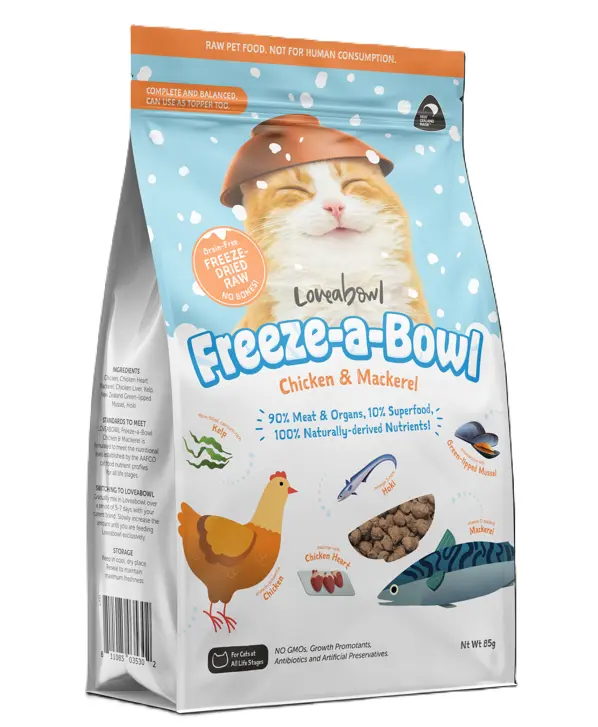 Loveabowl 無穀物走地雞鯖魚海陸配方 凍乾主食貓糧 貓小食 85g